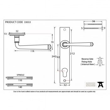 Avon Slimline Lever Espag. Lock Set - Black